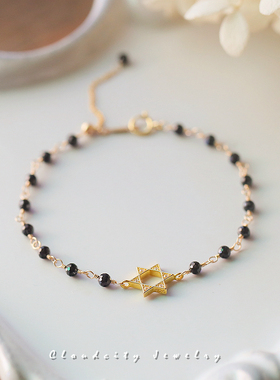 六芒星黑尖晶石手链，返场的哦！