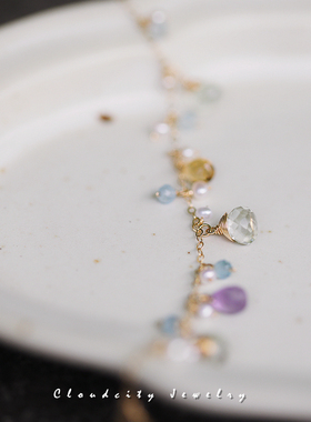 原创设计天然晶石珍珠手作手链