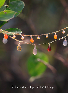 原创精致灰月光石榴石珍珠手链