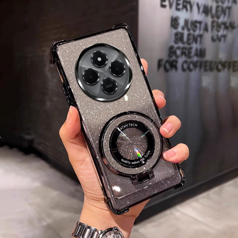 四角防摔带磁吸支架适用于适用小米Pococ75手机壳XmP0coc75新款全包软男简约个性潮女网红外壳透明电镀保护套