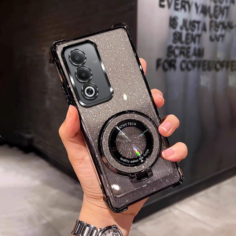 四角防摔带磁吸支架适用于适用oppoA3x手机壳PKD130新款0ppoa3x软PKD13o全包个性女潮a3x外壳透明电镀保护套