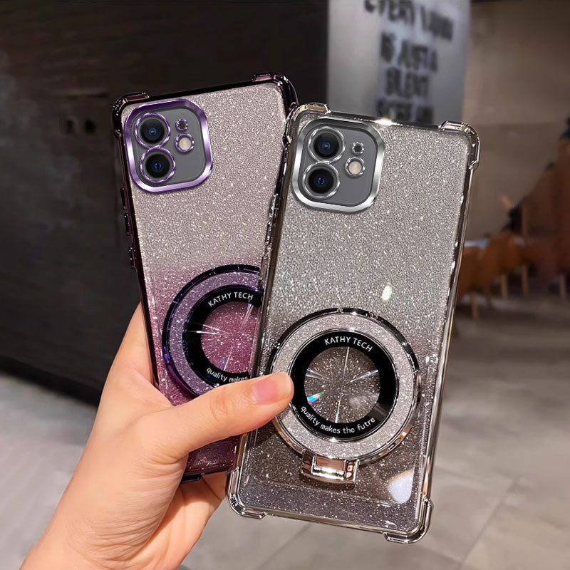 四角防摔支架适用于苹果12mini手机壳透明iphone12mini保护套apple12迷你外壳电镀磁吸套男女简约全包网红软
