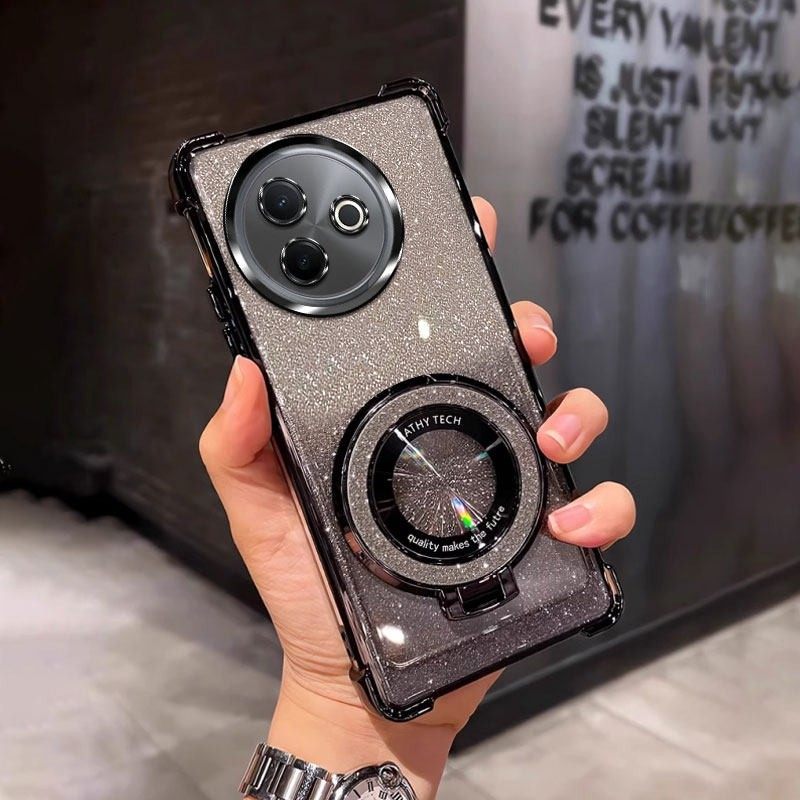 四角防摔带磁吸支架适用于适用红米k80ultra手机壳k80至尊版redmik80ultra外壳透明电镀redmi k80ultra保护套