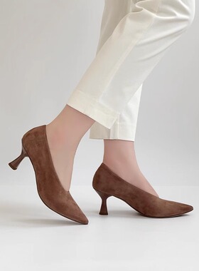 奥地利全进口Hogl友高女鞋春夏小牛皮尖头异形跟时装单鞋106002