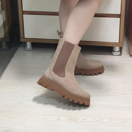 德国Ara时尚厚底切尔西靴烟筒靴