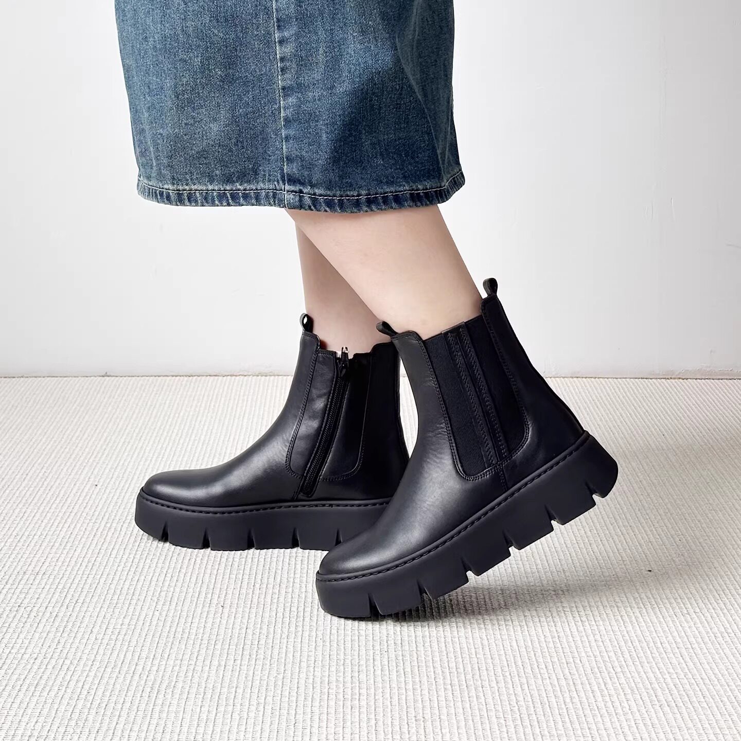 Gabor嘉宝嘉步牛皮时尚切尔西靴