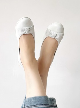 德国CAPRICE凯蝴蝶女鞋25秋冬新品鹿皮浅口蝴蝶结平底单鞋22153