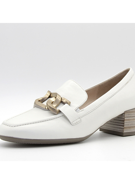 德国Gabor嘉宝嘉步女鞋春夏新品时尚牛皮扣饰中跟乐福鞋42.134