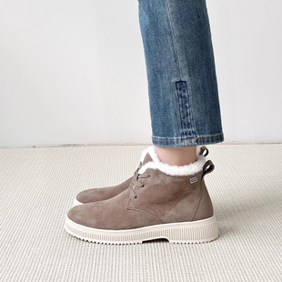 德国CAPRICE凯蝴蝶女鞋 牛皮加绒系带休闲雪地靴26207 2025秋冬新品