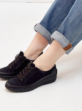 德国ara鹦鹉女鞋2025秋冬新品牛皮时尚系带坡跟单鞋休闲鞋50601