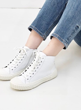 德国CAPRICE凯蝴蝶女鞋春夏新品牛皮系带百搭高帮厚底休闲鞋25250