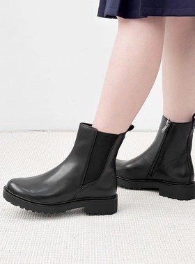 德国CAPRICE凯蝴蝶女鞋2025秋冬新品牛皮薄绒中跟切尔西靴25415