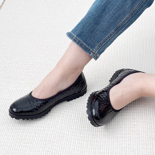 牛皮格纹蜂窝透气垫软底厚底单鞋