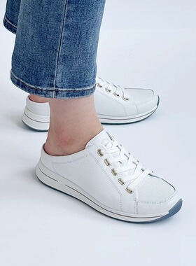 德国Ara鹦鹉女鞋2025春夏新品牛皮系带休闲半拖厚底运动拖鞋24824