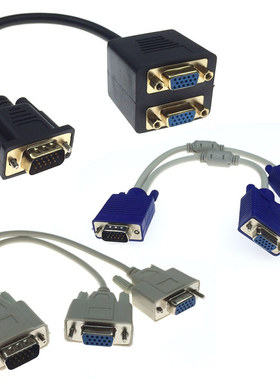 电脑显示器连接线15针VGA3+6一公分二母分频线1拖2分配视频数据线