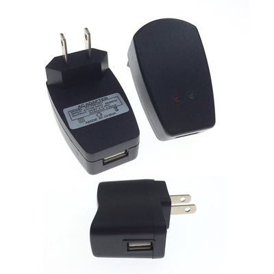 USB充电器5v500mA1000M侧美规二脚扁插头指示灯手机Mp3/4/5充电头