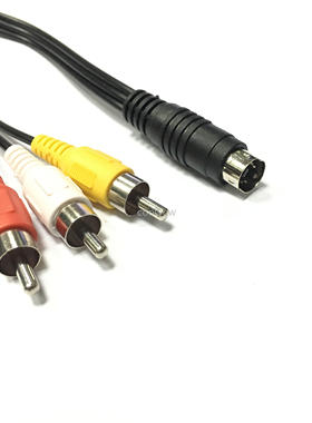 4针S端子转3AV公音视频线 S-Video公转莲花RCA母信号传输线黄红白