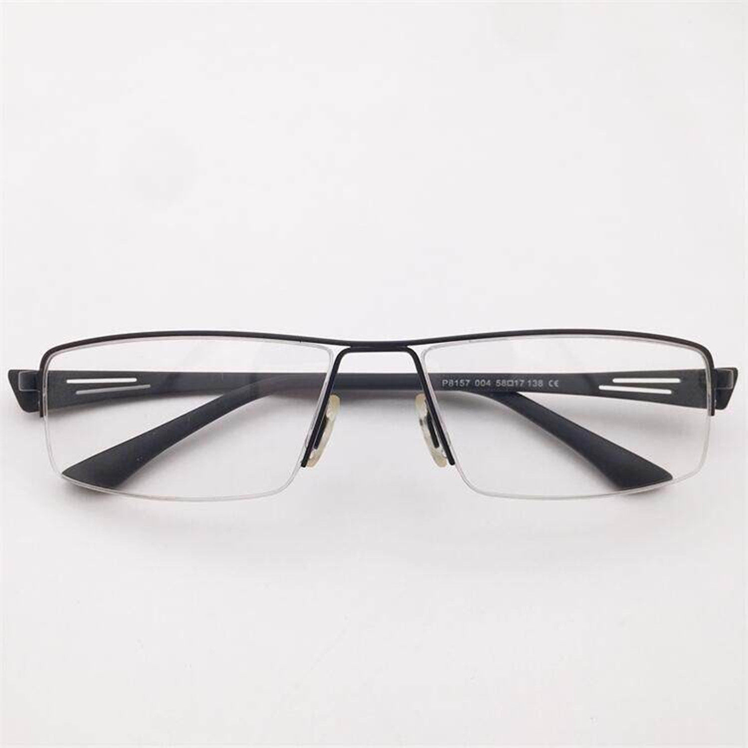 外贸原单黑枪银色商务气质半框TR90舒适防过敏镜腿大脸胖脸眼镜架