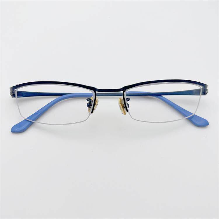 珍藏孤品外贸原单蓝色超轻纯钛商务气质半框眉线框个性眼镜架男女