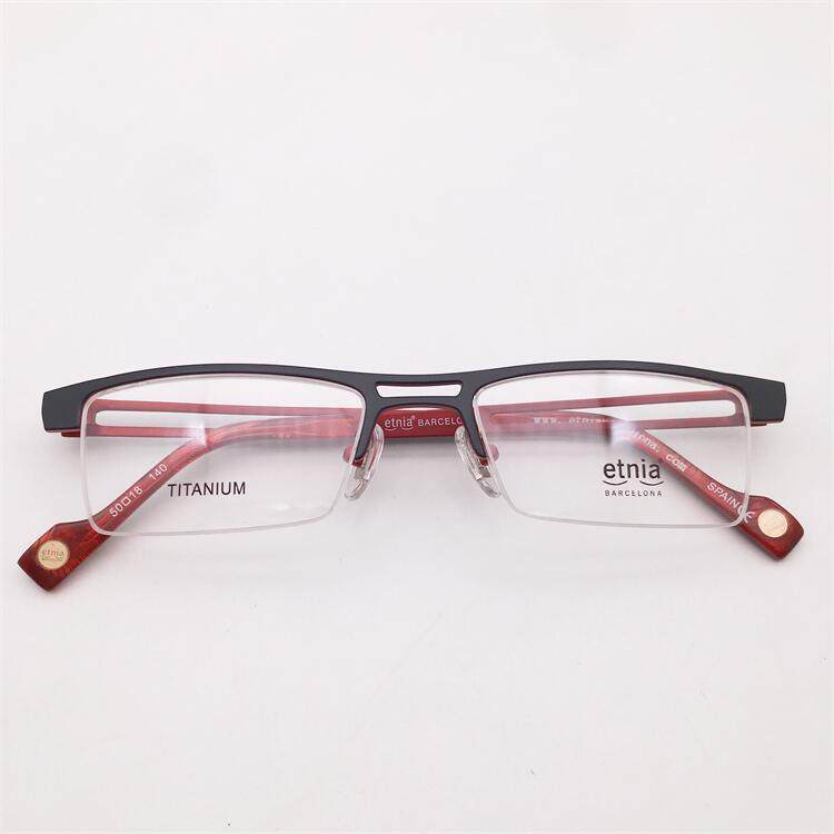 深圳孤品外贸原单黑红色双色电镀超轻纯钛商务气质半框眼镜架女