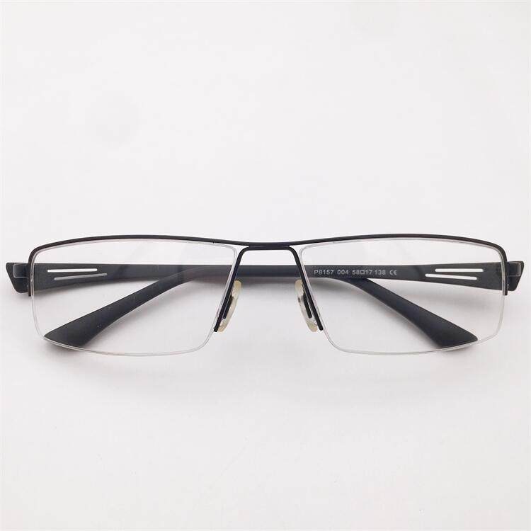 外贸原单黑枪银色商务气质半框TR90舒适防过敏镜腿大脸胖脸眼镜架