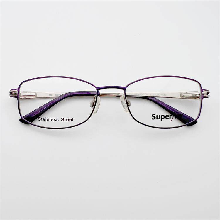 外贸原单法国订单紫色合金全框弹簧花纹装饰镜腿个性气质眼镜架女