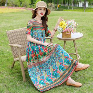 2026初夏云南旅游明媚穿搭新款棉绸连衣裙今年流行沙滩裙飘逸长裙