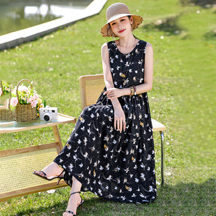 2026初夏穿搭新款法式度假风高端棉绸连衣裙漂亮出片沙滩裙可外穿