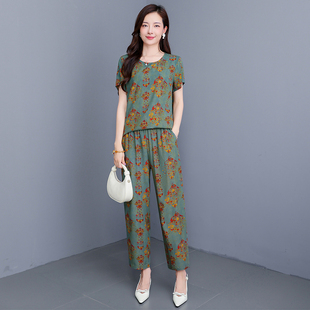 2026新款中年夏天高级感妈妈棉绸睡衣女款大码套装家居服可外穿
