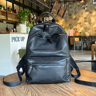 狼道：水晶植鞣头层牛皮真皮双肩包大容量商务通勤电脑背包旅行包