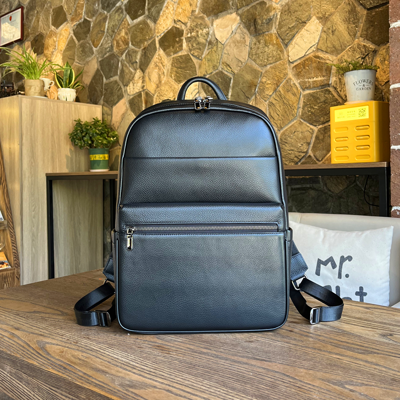 商务通勤电脑背包头层牛皮