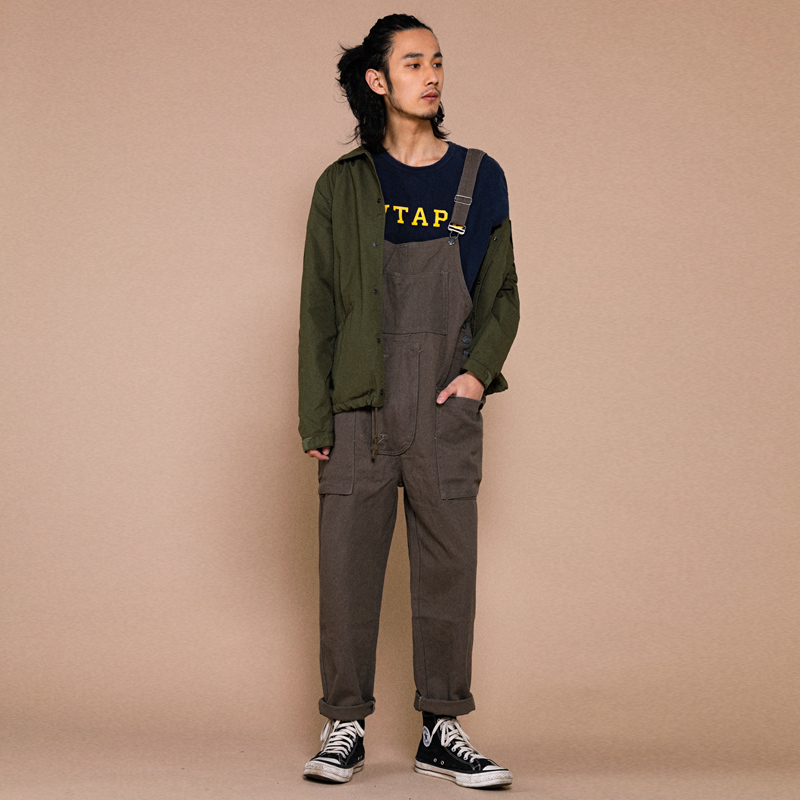 日系休闲背带裤男宽松大码连体裤多口袋青少年背带工装裤潮流长裤