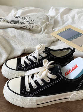 MISTERY女厚底透气硫化帆布鞋ins休闲潮低帮小白鞋百搭学生板鞋