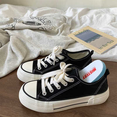 系带硫化透气厚底板鞋百搭低帮