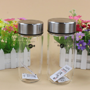 明霞单层鹅蛋大肚玻璃茶水杯子定制订做印字广告礼品印logo大容量