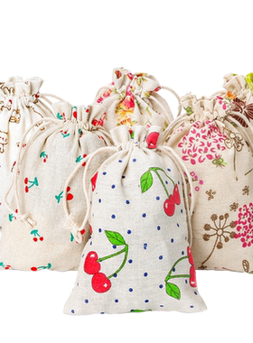 田园风小袋子首饰袋棉麻布袋麻袋锦囊饰品束口袋抽绳袋包装袋批发