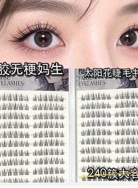 20排240簇大容量妈生太阳花假睫毛书无梗自然分段式免胶免卸自粘q