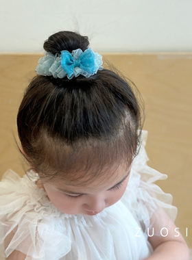 ZUOSISI 夏季可爱蓝色粉色蝴蝶结宝宝小发圈女童不伤发丸子头皮筋