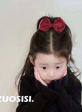 ZUOSISI新年红色蝴蝶结儿童发夹 女童小众气质百搭发饰