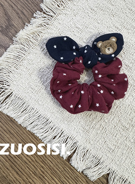 英伦学院风儿童发饰 女童红色肠圈 宝宝可爱小熊发箍兔耳朵发圈