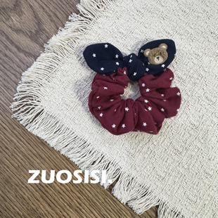 英伦学院风儿童发饰 女童红色肠圈 宝宝可爱小熊发箍兔耳朵发圈