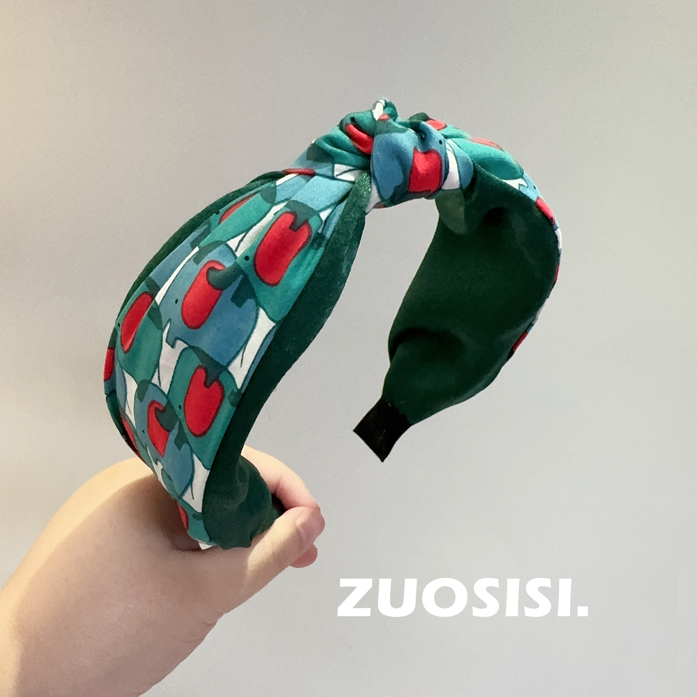 ZUOSISI童趣小象儿童发箍女童布艺中间打结头箍红绿撞色发饰