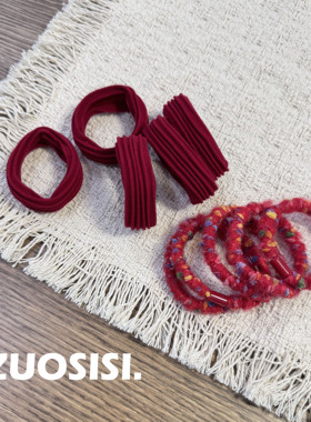 过年红色发圈组合 儿童针织毛线皮筋头绳 女童无接口舒适弹力新年