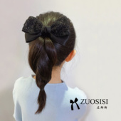 宝宝黑色蝴蝶结皮筋 小香风春季 儿童发饰 女童高级感肠圈头绳发圈