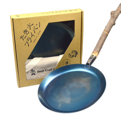 户外木柄便携煎锅铁质