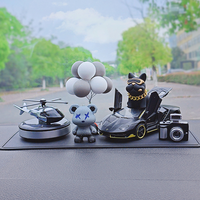 法斗狗车载香薰车上中控台装饰品