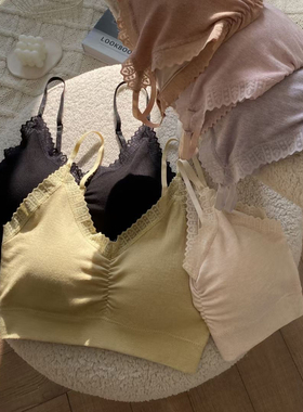 新款女尚依芮黛芬梵821蕾丝吊带美背轻薄洞洞固定一体杯抹胸内衣