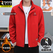 休闲夹克男装 啄木鸟刺绣新款 外套男秋冬季 立领简约百搭上衣褂子厚