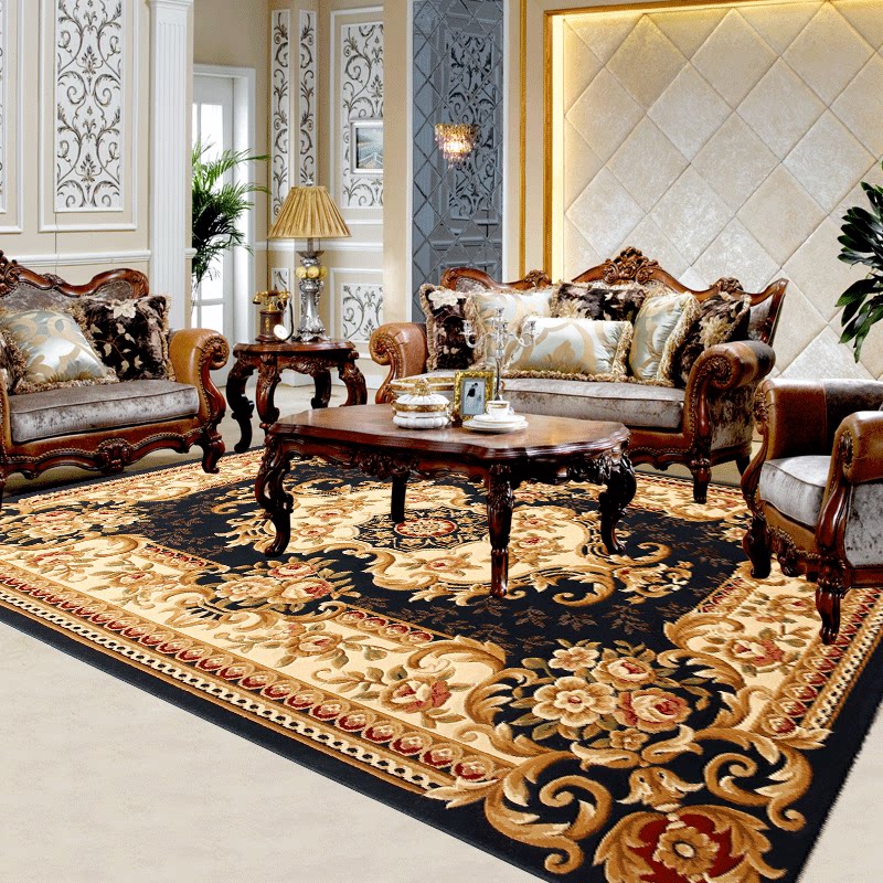 欧式地毯客厅沙发茶几地垫卧室满铺床边大小长方形北美风家用水洗