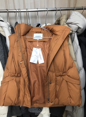 开包实拍孤品新款90白鸭绒连帽马甲羽绒服女短款外套韩版